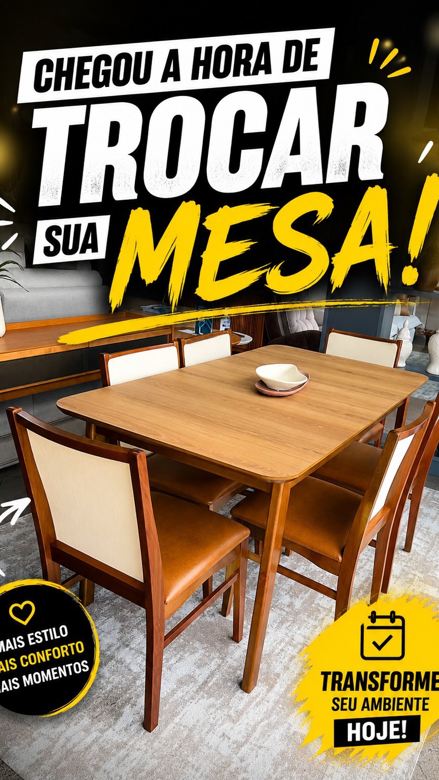 Mesa de jantar com cadeiras publicada pela Abrelim